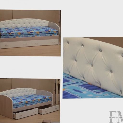 Кровать-софа с ящиками с мягкой спинкой